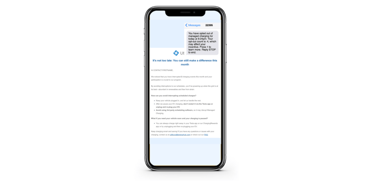 Sample EV managed charging program communications